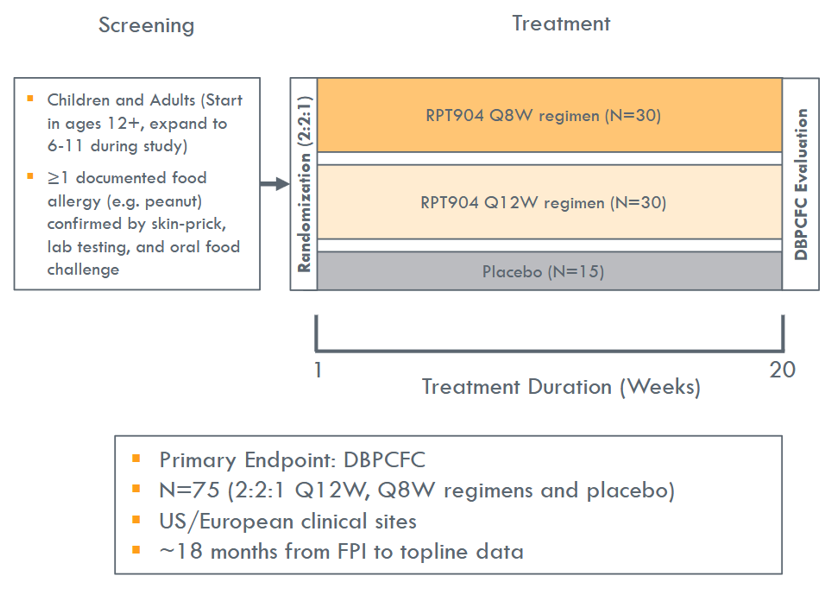 圖3. RPT904在食物過敏適應癥中的2b期臨床試驗計劃