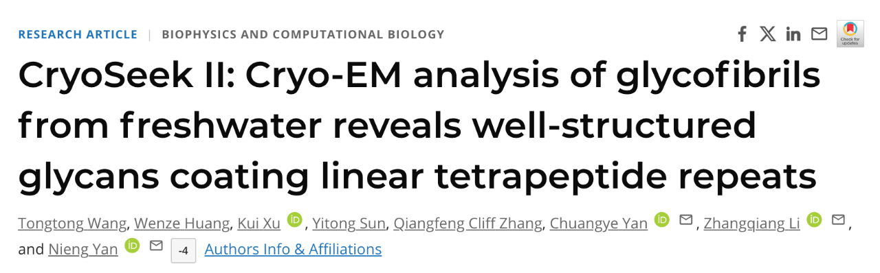 CryoSeek II: Cryo-EM analysis of glycofibrils from freshwater reveals well-structured glycans coating linear tetrapeptide repeats