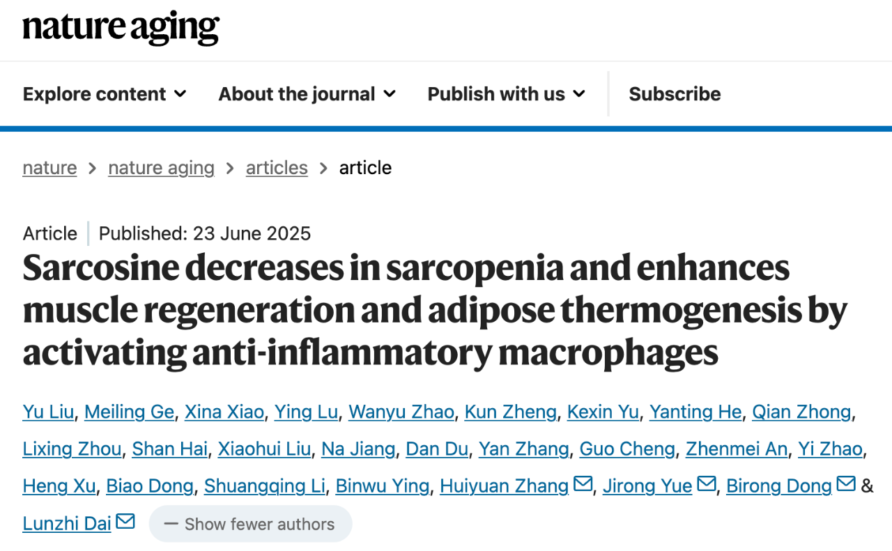 Sarcosine decreasesin sarcopenia andenhancesmuscleregenerationandadiposethermogenesis byactivatinganti-inflammatorymacrophages