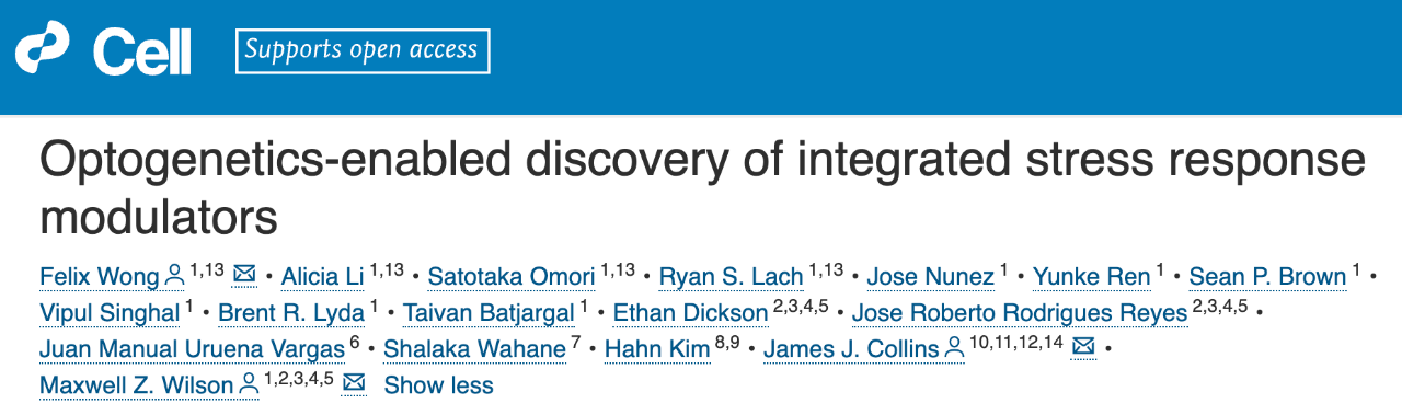 2025 年 7 月 11 日，Broad 研究所 James Collins 教授、Integrated Biosciences 公司的 Felix Wong、Maxwell Wilson 等人在國際頂尖學術(shù)期刊 Cell 上發(fā)表了題為：Optogenetics-enabled discovery of integrated stress response modulators 的研究論文【1】。