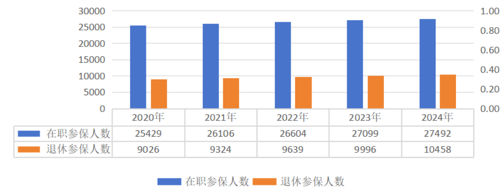 2020-2024年職工醫(yī)保參保人員結(jié)構(gòu)