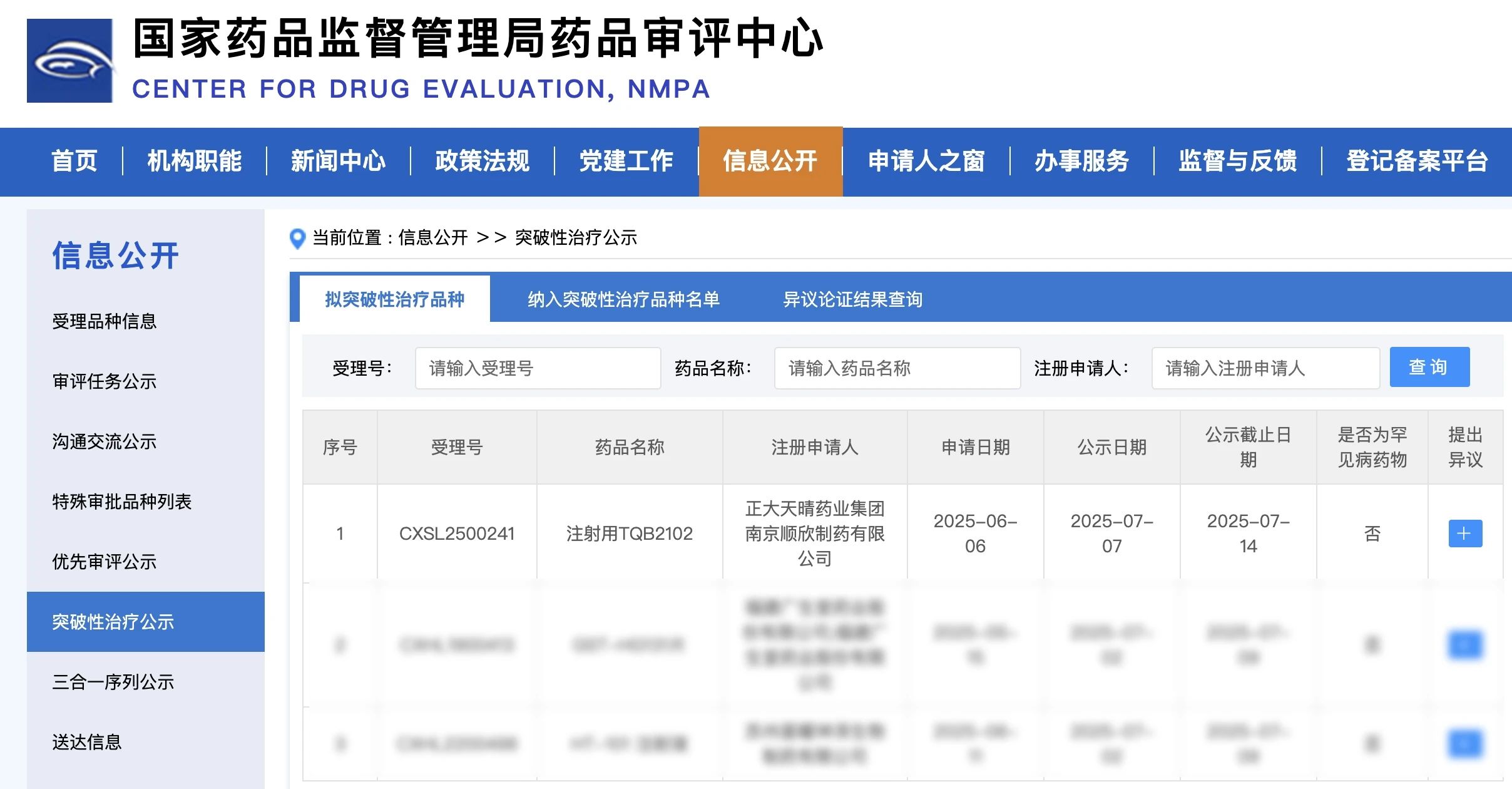 正大天晴藥業(yè)集團(tuán)自主研發(fā)的雙特異性抗體偶聯(lián)藥物（ADC）注射用TQB2102被國家藥監(jiān)局藥品審評中心（CDE）擬納入突破性治療品種，擬用于 HER2 陽性早期或局部晚期乳腺癌患者的新輔助治療。
