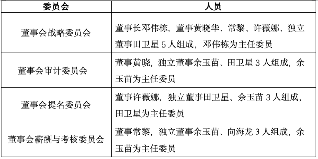 第十一屆董事會下設(shè)四個專門委員會，人員情況