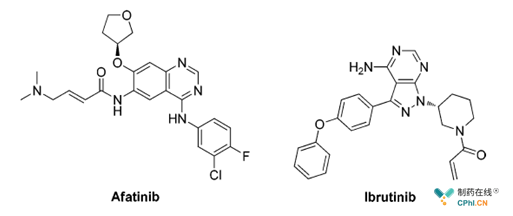 阿法替尼（afatinib）和依鲁替尼（ibrutinib）结构式