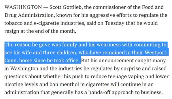Scott Gottlieb辞职原因