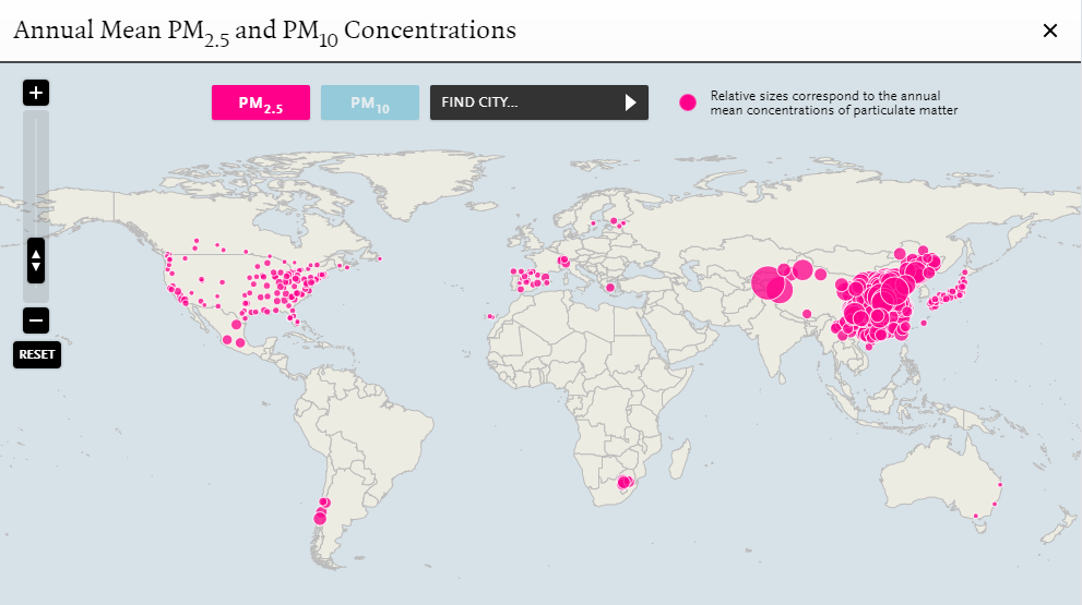全球每日PM10与PM2.5浓度图 图片来源：参考资料：[2]