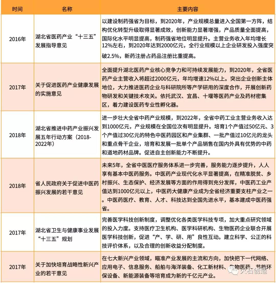 表3 湖北省生物医药主要政策文件