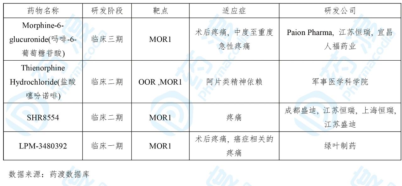 目前靶向MOR1的中国1类药物