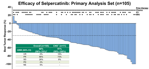 Selpercatinib治疗RET融合非小细胞肺癌主分析数据总结图