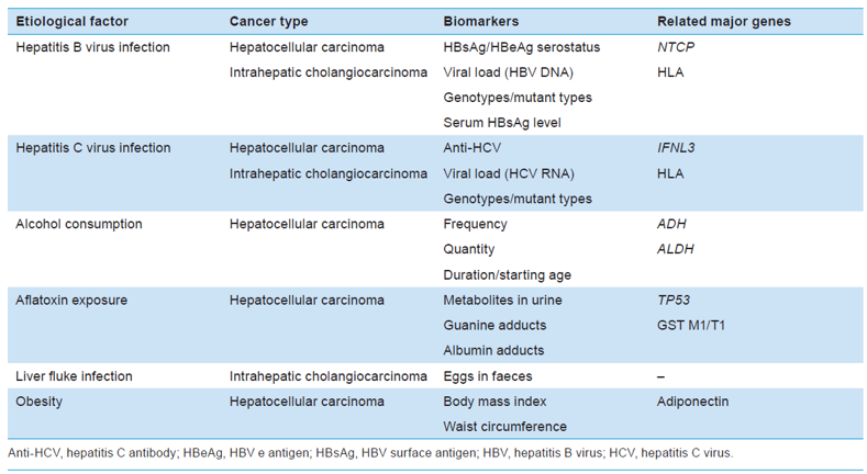 肝癌的主要病因、生物标志物和相关基因