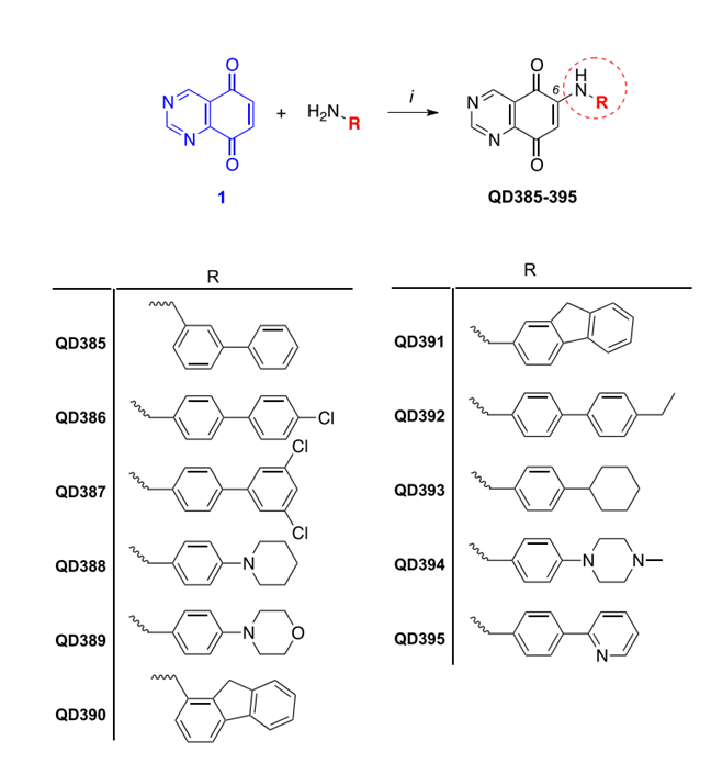 衍生物QD385到QD395的合成