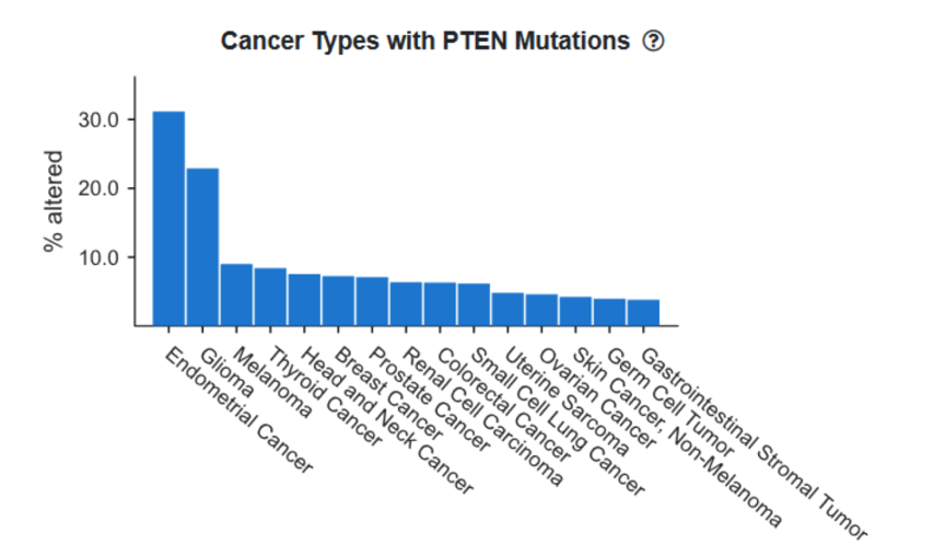 PTEN缺失与多种癌症发生有关