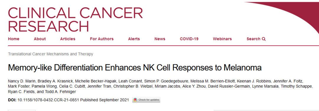 Memory-like Differentiation Enhances NK Cell Responses to Melanoma