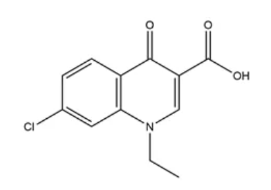 -氯-1-乙基-1，4-二氢-4-氧代-3-喹啉羖酸结构式