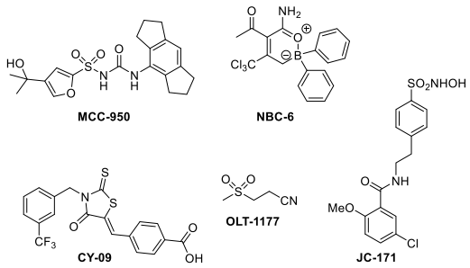 部分已經(jīng)開發(fā)的NLRP3小分子抑制劑