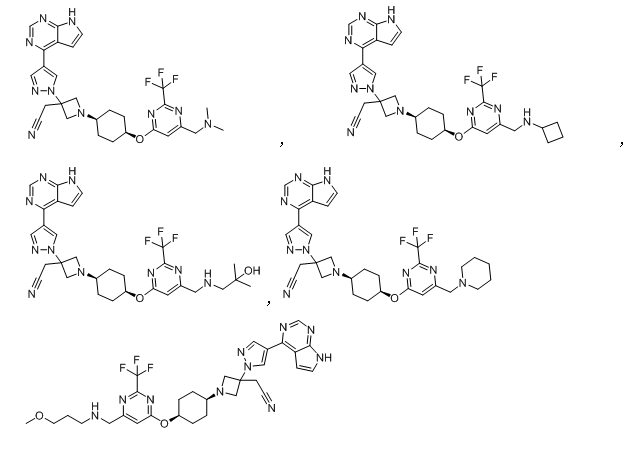 随机节选的5个IC50(JAK1)<10nM的化合物