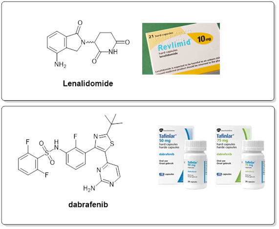 Lenalisomide 和 darafenib 化学结构
