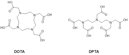 双螯合剂DOTA与DPTA化学结构。