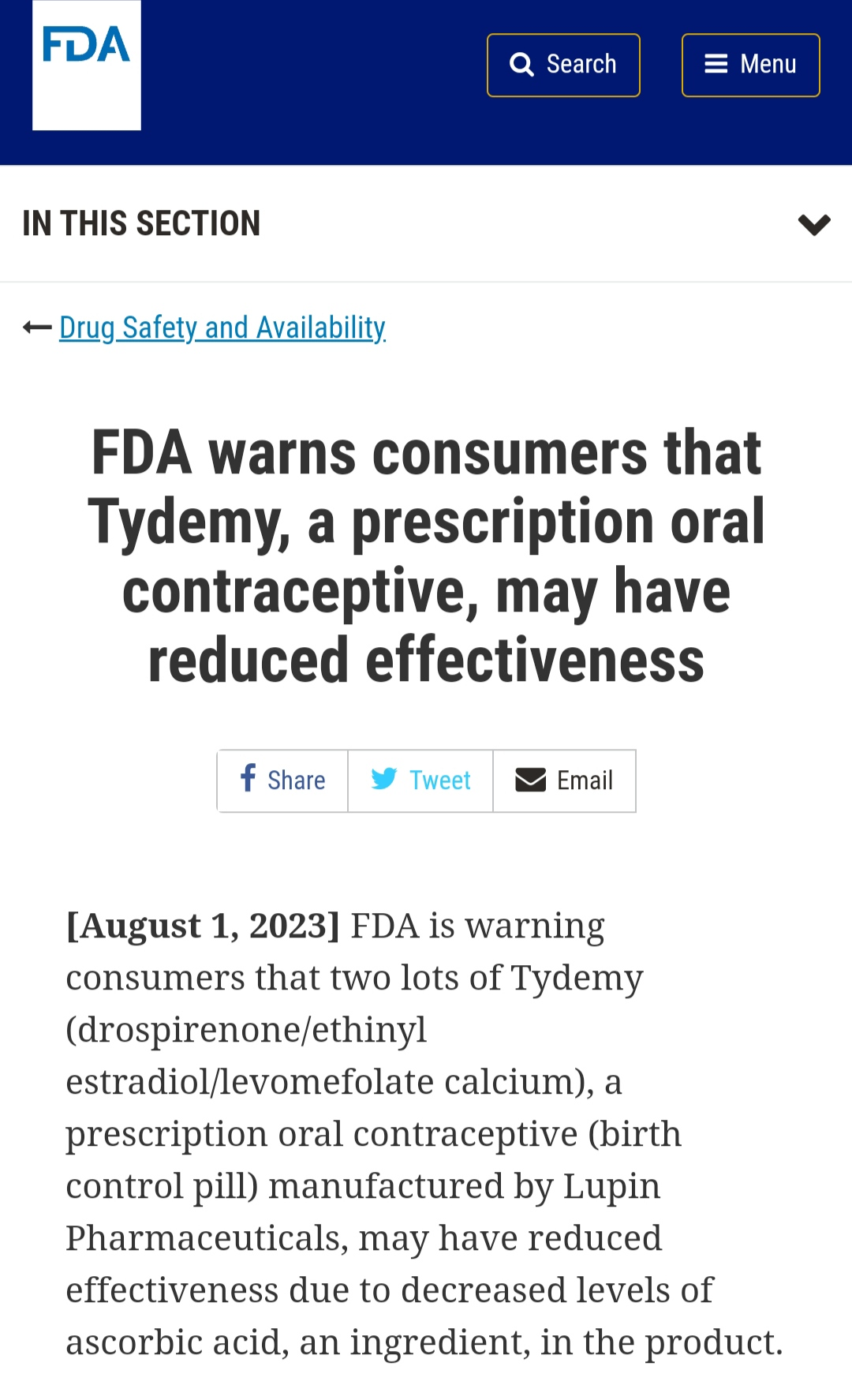 FDA公告