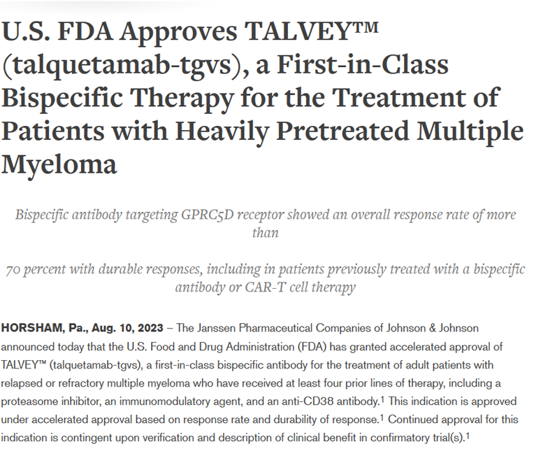TALVEY™获FDA批准上市