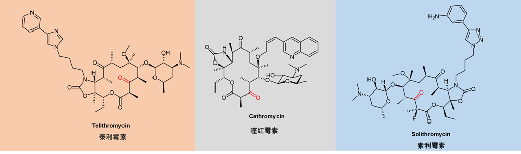 图8. 第三代大环酮内酯类抗生素化学结构