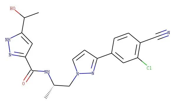 Darolutamide是拜耳开发的一款口服AR抑制剂，具有独特的化学结构，表现出强烈的拮抗活性而抑制受体功能和前列腺癌细胞生长。