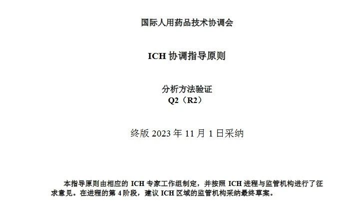 《Q2（R2）：分析方法验证》中文版目录