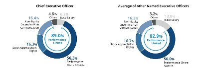 Ari Bousbib高薪主要由Performance Shares（56.3%）、Stock Appreciation Rights（16.3%）。