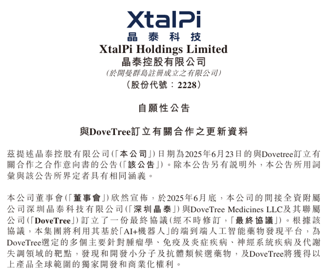 晶泰合作協(xié)議